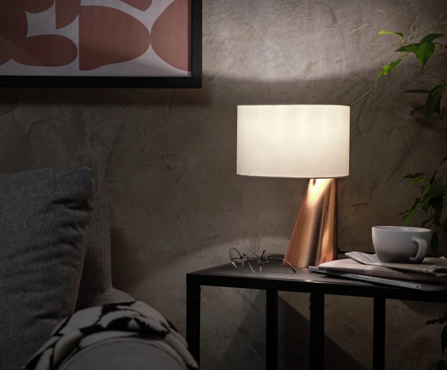 Habitat Abono Touch Lamp Copper & Cream Table Lamps 4 Habitat Abono Touch Lamp Copper & Cream Table Lamps - Image 2