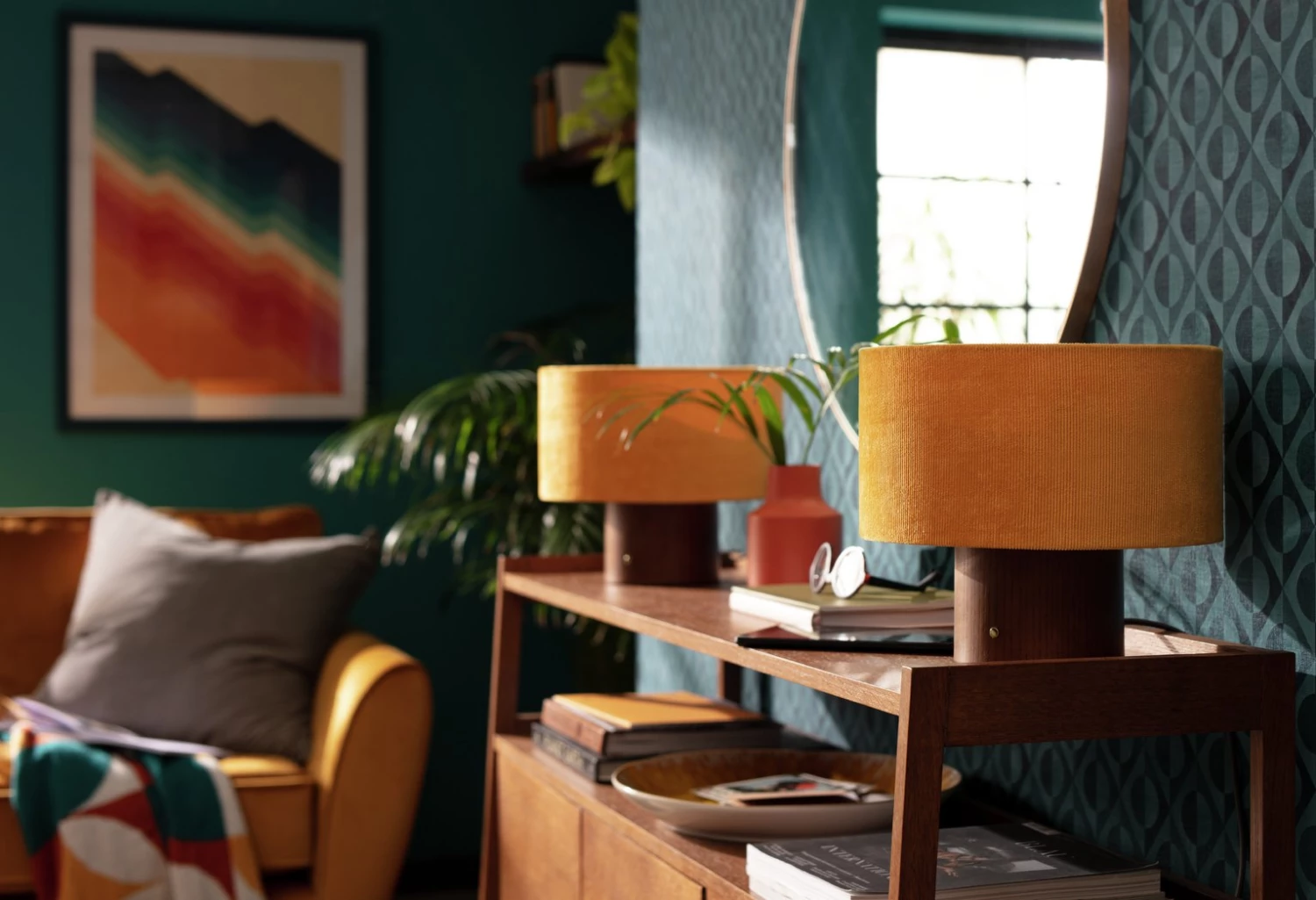 Habitat Corduroy Touch Table Lamp Mustard & Walnut Table Lamps 6 Habitat Corduroy Touch Table Lamp Mustard & Walnut Table Lamps - Image 4