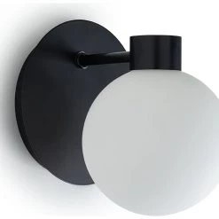 Habitat Salarino Opal Glass Bathroom Wall Light Black Lighting