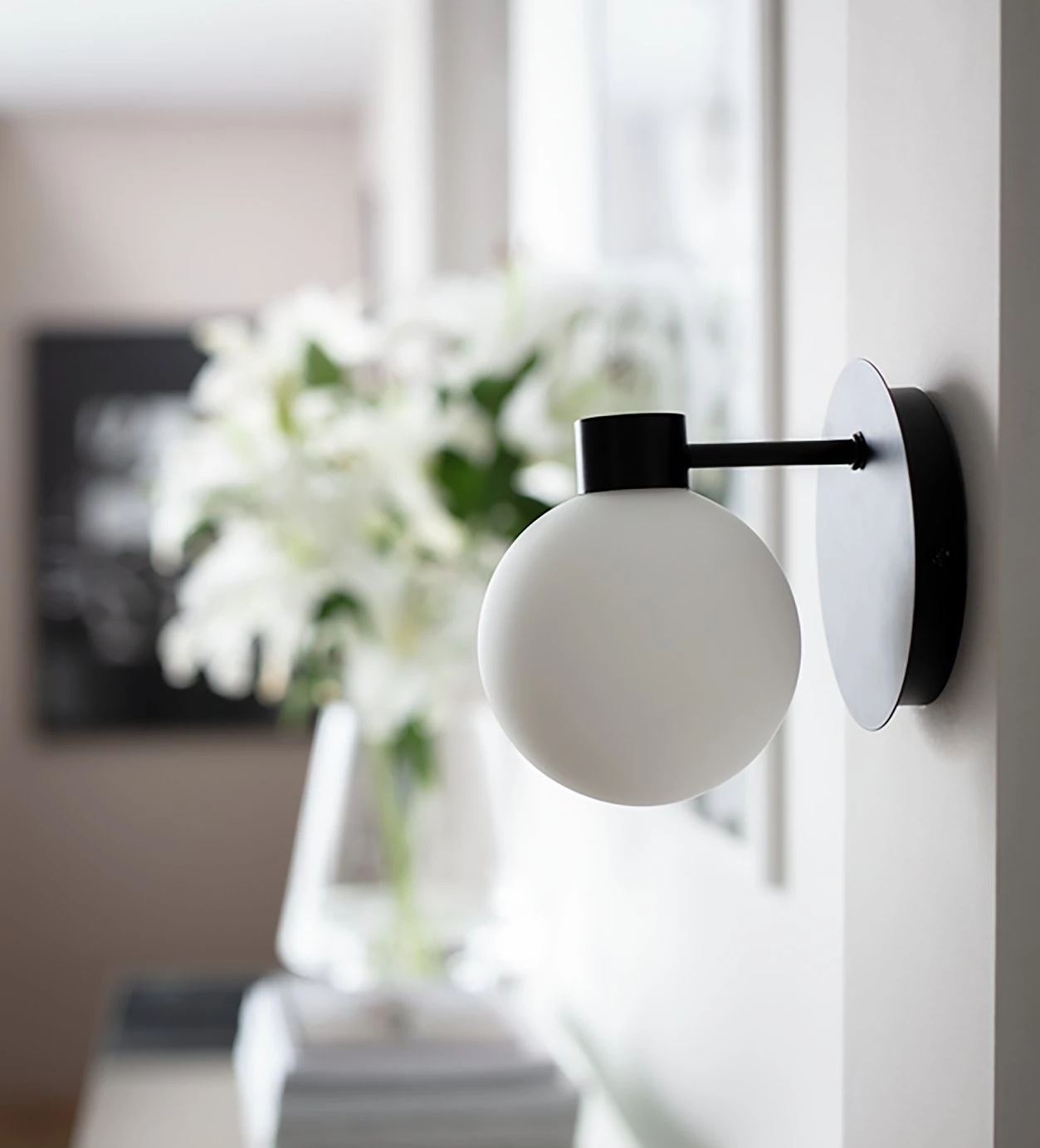 Habitat Salarino Opal Glass Bathroom Wall Light Black Lighting 4 Habitat Salarino Opal Glass Bathroom Wall Light Black Lighting - Image 2