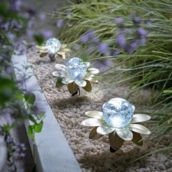 lighting Sales Shop 9 Garden By Sainsbury's Solar 3 Piece Flower Stake Lights Lighting