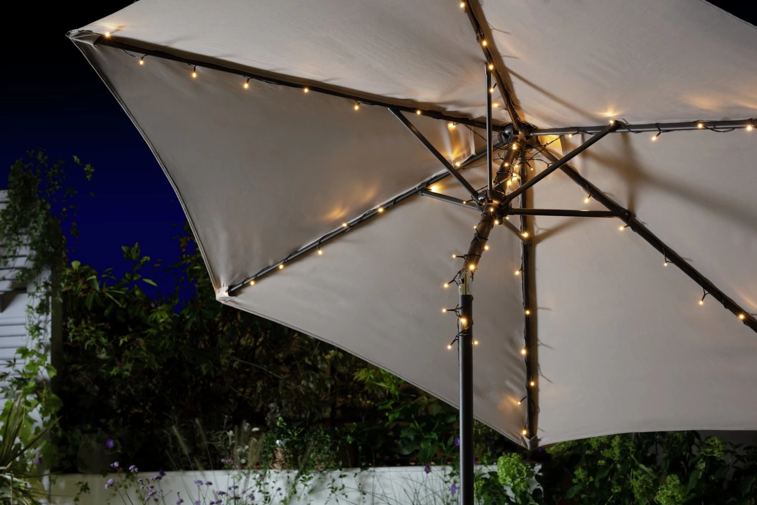 Garden By Sainsbury's Warm White Parasol Solar String Lights Lighting 3 Garden By Sainsbury's Warm White Parasol Solar String Lights Lighting