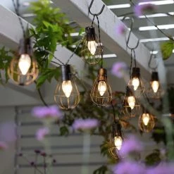 lighting Sales Shop 19 Habitat 10 Bronze Caged Bulb LED Solar String Lights Solar Lighting