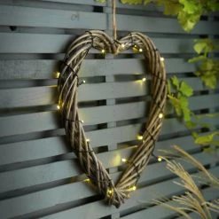 lighting Sales Shop 13 Garden By Sainsbury's Solar LED Wicker Heart Light Solar Lighting