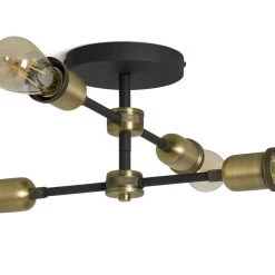 Habitat Tay 4 Light Flush To Ceiling Light Black & Brass Ceiling Lights