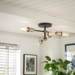 Habitat Tay 4 Light Flush To Ceiling Light Black & Brass Ceiling Lights -lighting Sales Shop unnamed file 158