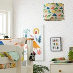 Habitat Kids Dino Print 25cm Drum Shade Multicolour Kids Furnishings -lighting Sales Shop unnamed file 1925