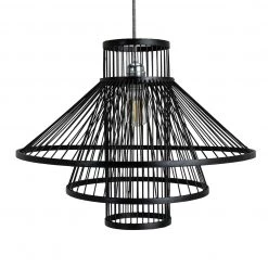 Habitat Wood 3 Tier Pendant Shade Black Lamp Shades