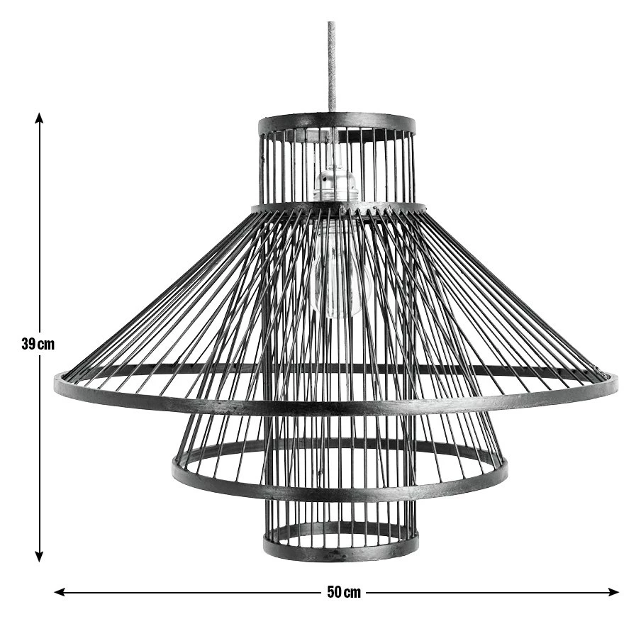 Habitat Wood 3 Tier Pendant Shade Black Lamp Shades 5 Habitat Wood 3 Tier Pendant Shade Black Lamp Shades - Image 3