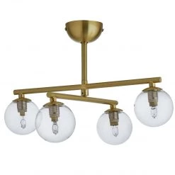 Habitat Chuck 4 Light Flush To Ceiling Light Brushed Brass Lighting