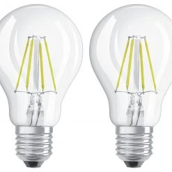 Osram 4W Filament LED Classic Glass ES GLS Bulb Twin Pack Lighting