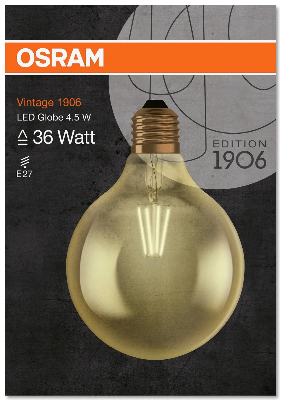 Osram Vintage 1906 4W LED Warm White Globe Bulb Lighting 4 Osram Vintage 1906 4W LED Warm White Globe Bulb Lighting - Image 2