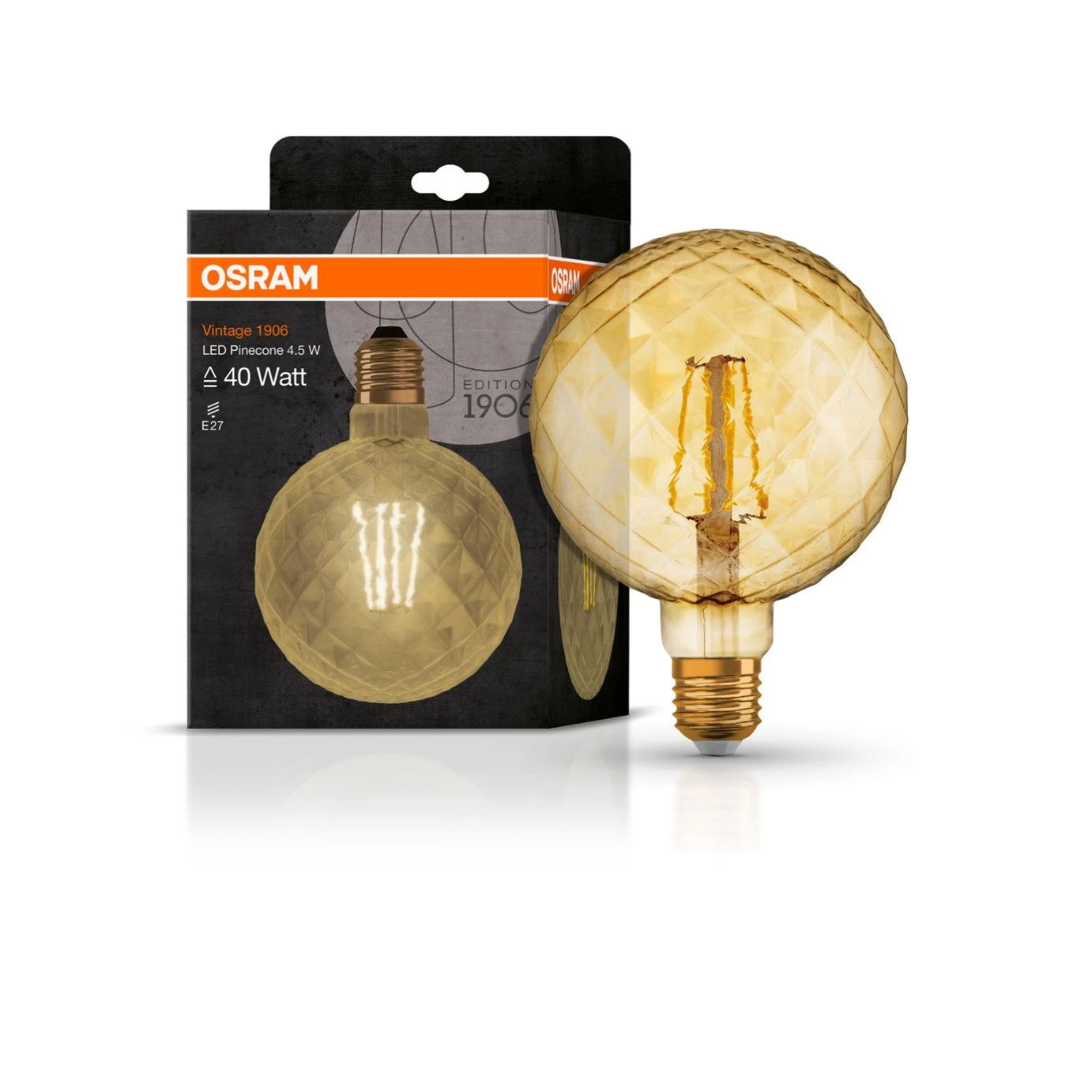 Osram 40W ES LED Vintage Gold Pinecone Light Bulb Light Bulbs 4 Osram 40W ES LED Vintage Gold Pinecone Light Bulb Light Bulbs - Image 2