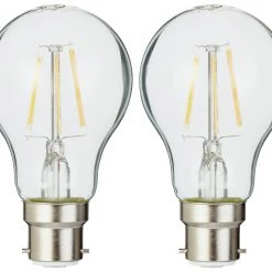 Osram 4W Filament LED BC Classic Glass GLS Bulb Twin Pack Lighting