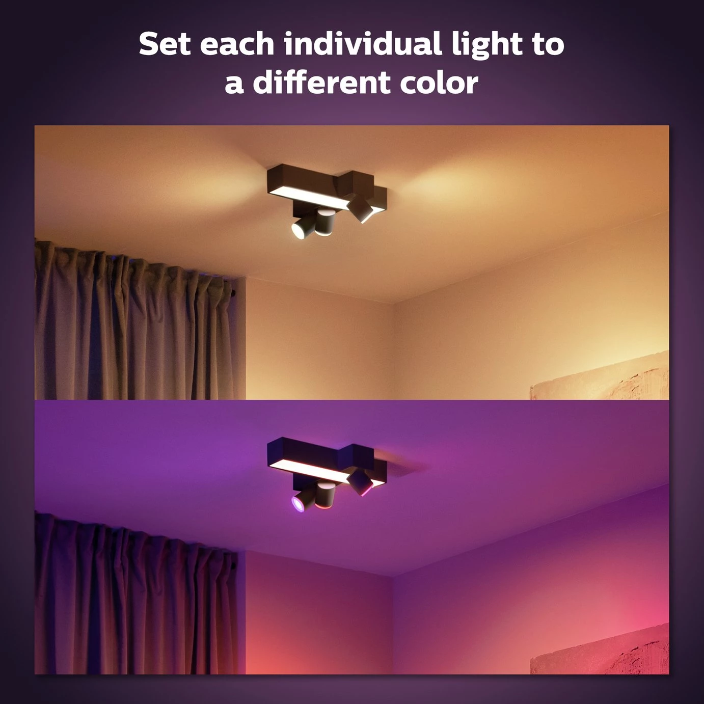 Philips Hue Centris 3 Light Flush To Ceiling Light Black Lighting 4 Philips Hue Centris 3 Light Flush To Ceiling Light Black Lighting - Image 2