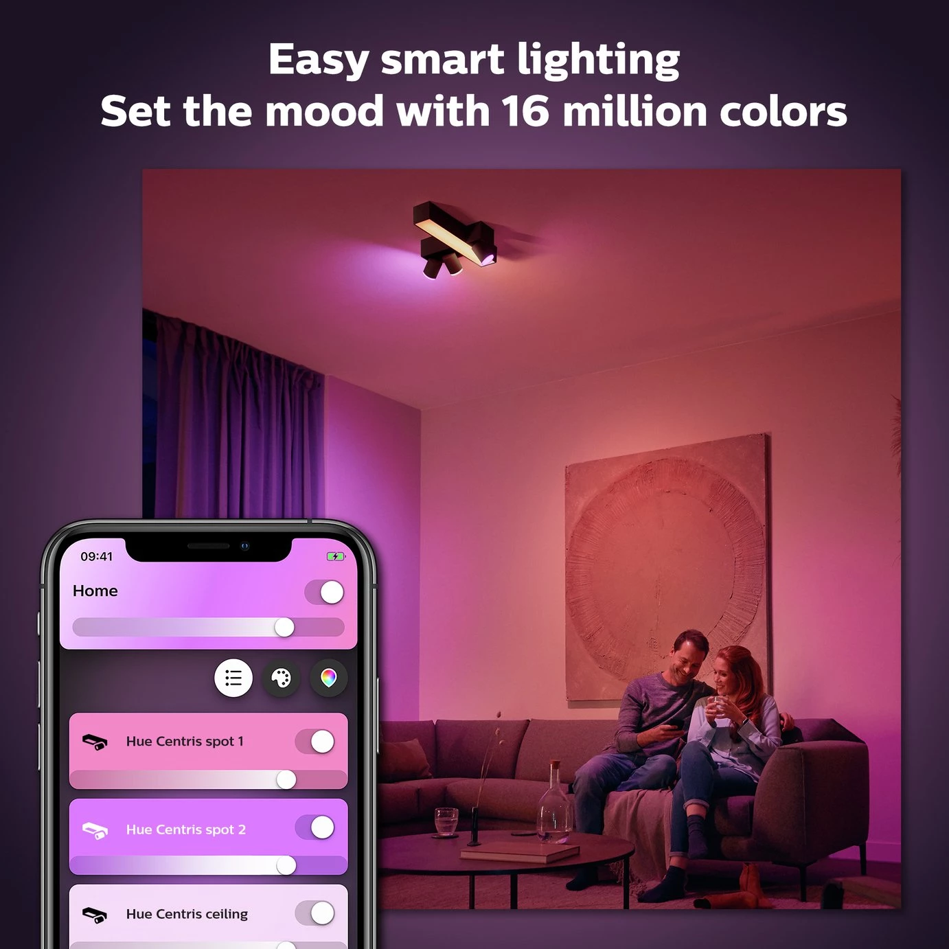 Philips Hue Centris 3 Light Flush To Ceiling Light Black Lighting 6 Philips Hue Centris 3 Light Flush To Ceiling Light Black Lighting - Image 4