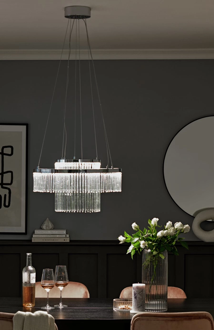 Habitat Yang 2 Tier LED Glass Chandelier Chrome Lighting 4 Habitat Yang 2 Tier LED Glass Chandelier Chrome Lighting - Image 2