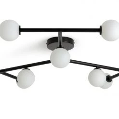 Habitat Alonso 9 Light Flush To Ceiling Light Black & White Ceiling Lights