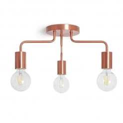 Habitat Rayner 3 Arm Flush Ceiling Light Rose Gold Ceiling Lights