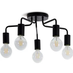 Habitat Rayner 5 Arm Flush To Ceiling Light Black Ceiling Lights