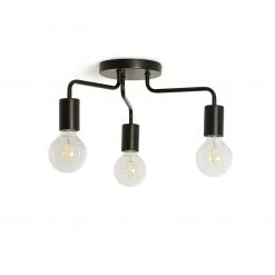 Habitat Rayner 3 Arm Flush To Ceiling Light Black Ceiling Lights