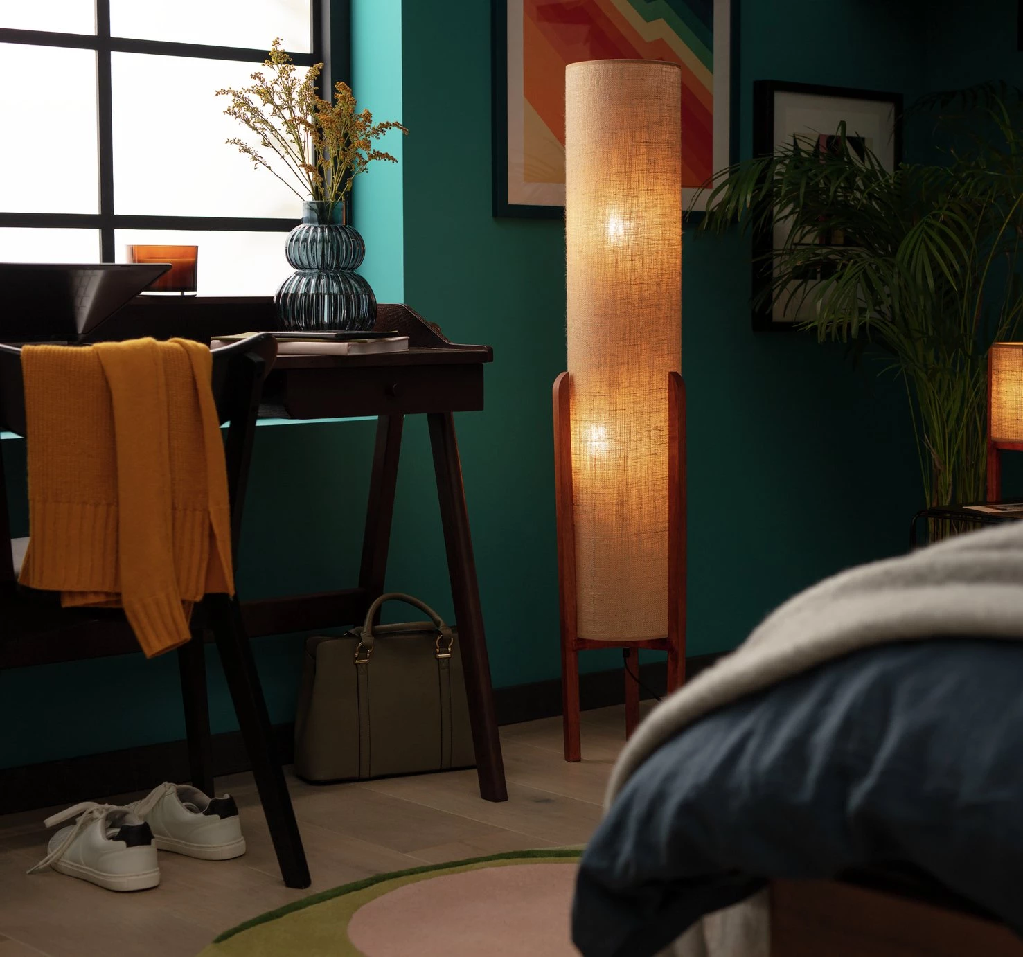 Habitat Arbaa Woven Column Floor Lamp Natural Lighting 4 Habitat Arbaa Woven Column Floor Lamp Natural Lighting - Image 2