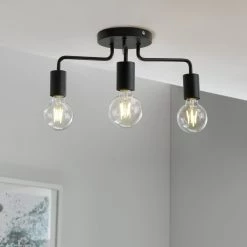 Habitat Rayner 3 Arm Flush To Ceiling Light Black Ceiling Lights -lighting Sales Shop unnamed file 68