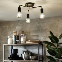 Habitat Rayner 3 Arm Flush To Ceiling Light Black Ceiling Lights -lighting Sales Shop unnamed file 69