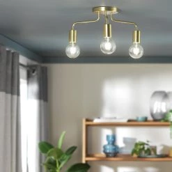 Habitat Rayner 3 Light Flush Ceiling Light Brass Lighting -lighting Sales Shop unnamed file 91