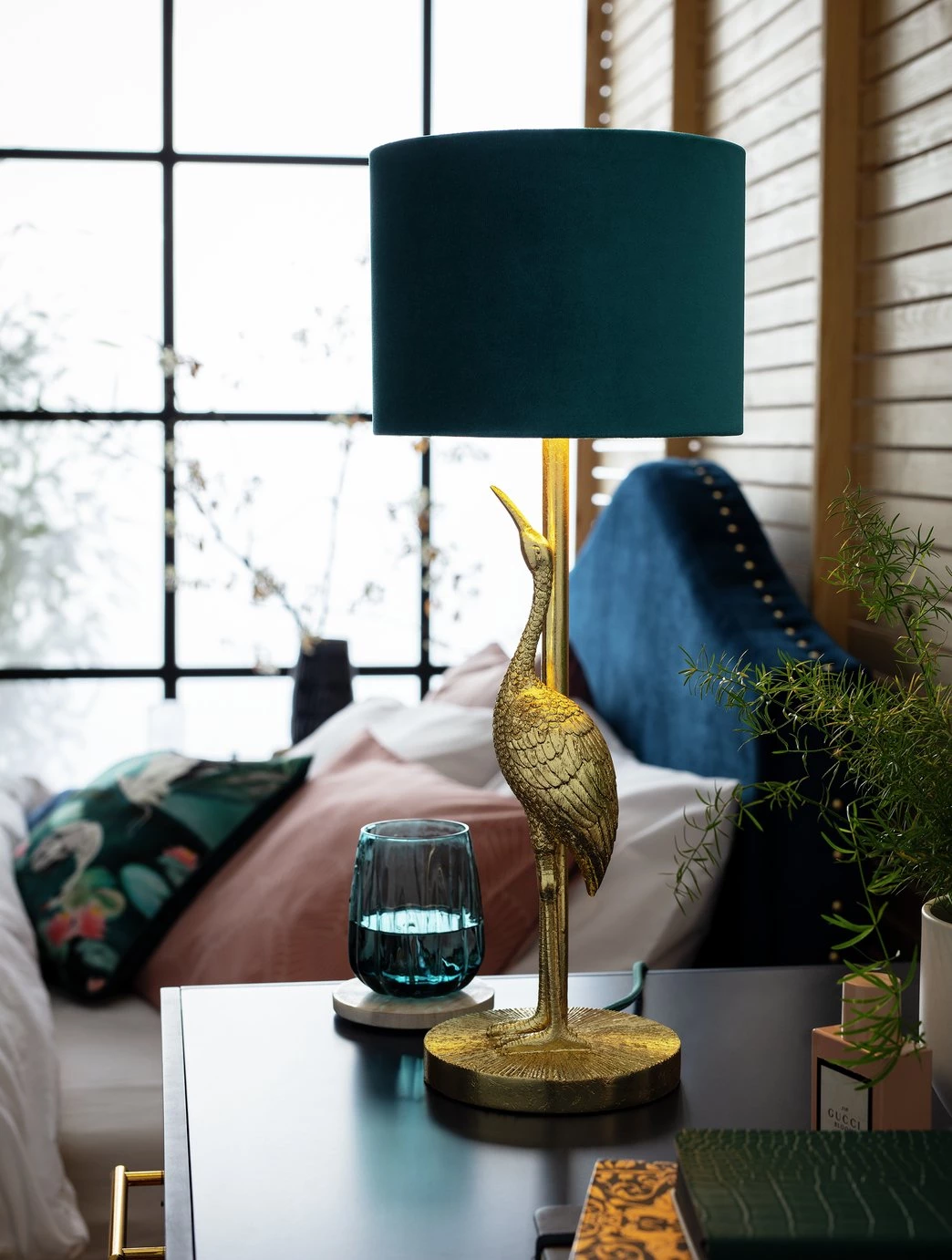 Habitat Japonica Crane Table Lamp Teal & Gold Table And Desk Lamps 4 Habitat Japonica Crane Table Lamp Teal & Gold Table And Desk Lamps - Image 2