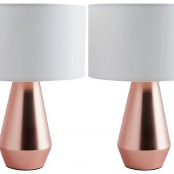 Habitat Maya Pair Of Touch Table Lamps Copper & Cream Lighting